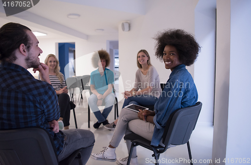 Image of Multiethnic startup business team on meeting