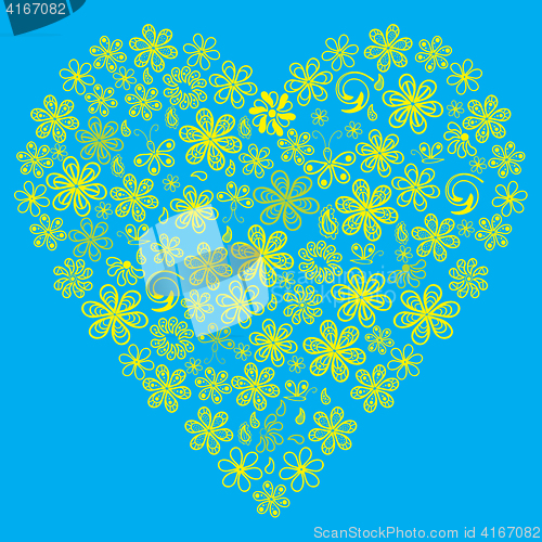 Image of Love concept of flowers in the shape of a heart