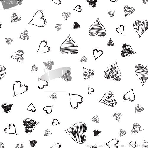 Image of Seamless pattern with hearts on white