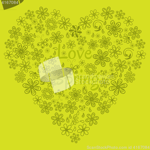 Image of Love concept of flowers in the shape of a heart