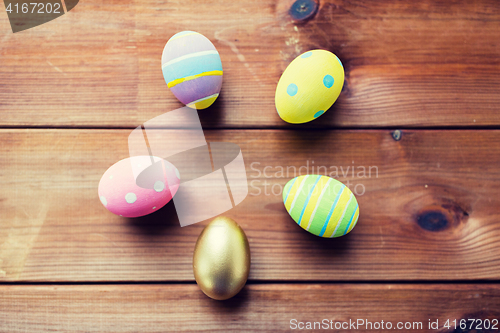 Image of close up of colored easter eggs