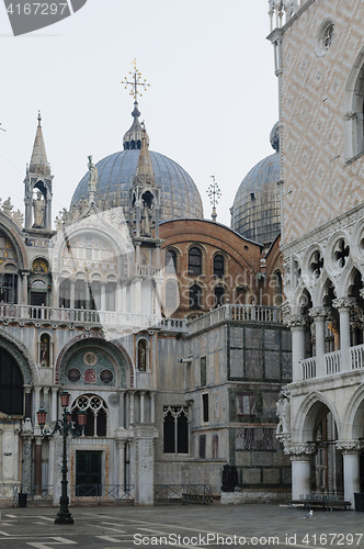 Image of San Marco Basilica and Doge&#39;s Palace in San Marco Square, Venice