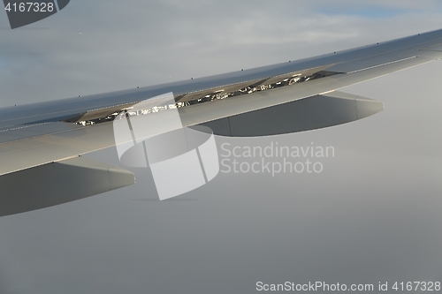 Image of Aircraft wing wind with spoilers