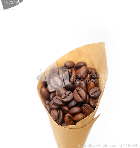 Image of espresso coffee beans on a paper cone