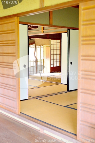 Image of Japanese sliding doors and tatami floor