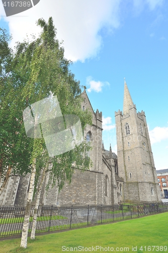 Image of Saint Patrick\'s cathedral spire in Dublin, Ireland