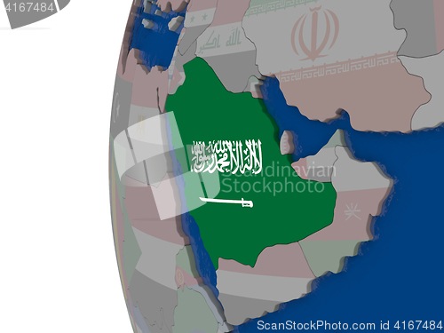 Image of Saudi Arabia with national flag