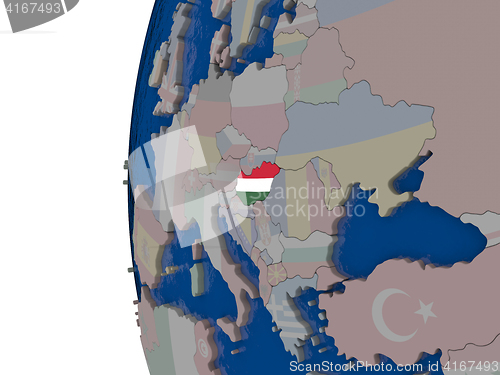 Image of Hungary with national flag