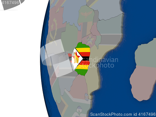 Image of Zimbabwe with national flag