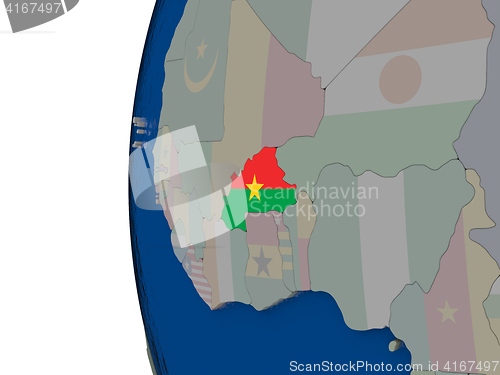 Image of Burkina Faso with national flag
