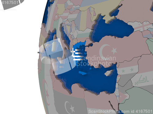 Image of Greece with national flag