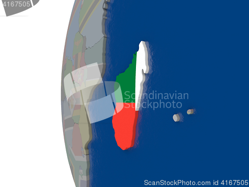 Image of Madagascar with national flag