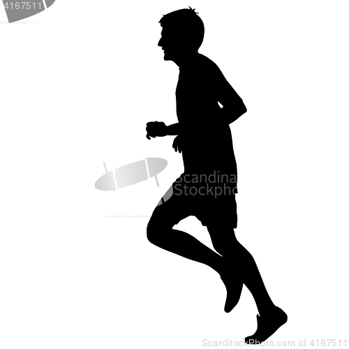 Image of Silhouettes. Runners on sprint, men. illustration