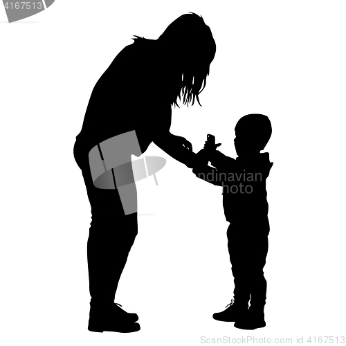 Image of Black silhouettes Family on white background. illustration