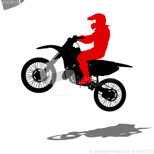 Image of Silhouettes Rider participates motocross championship. illustration