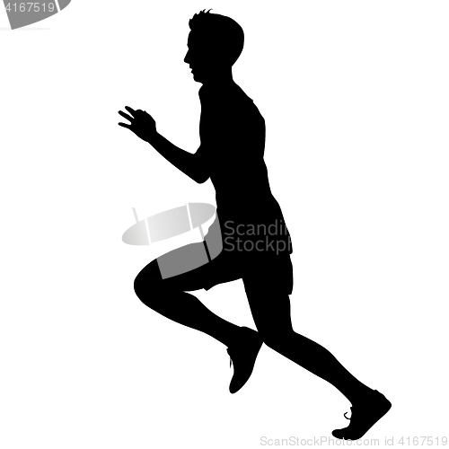 Image of Silhouettes. Runners on sprint, men. illustration