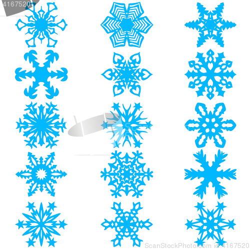 Image of Set snowflakes icons on white background, illustration