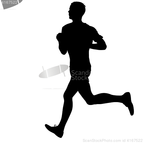 Image of Silhouettes Runners on sprint, men. illustration