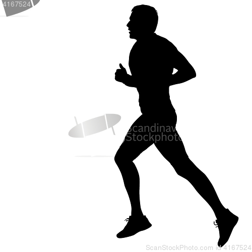 Image of Silhouettes Runners on sprint, men. illustration