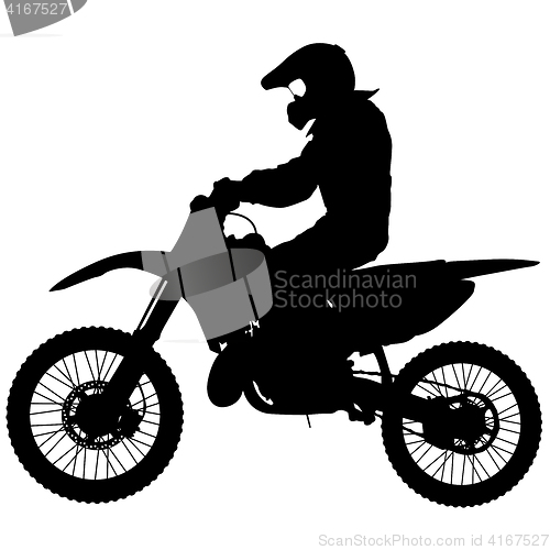 Image of Silhouettes Rider participates motocross championship. illustration