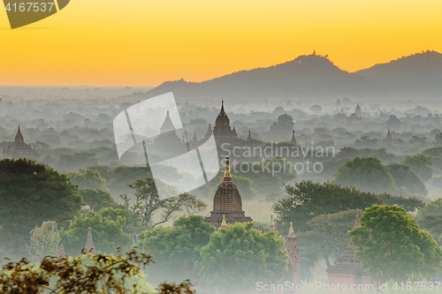 Image of Bagan temple during golden hour 