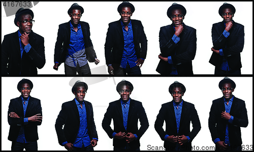 Image of The collage from images of black man with happy expression