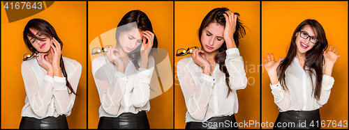 Image of The young woman\'s portrait with emotions