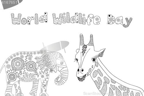 Image of Black and white illustration for coloring book