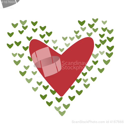 Image of Love concept of hearts and big heart in centre