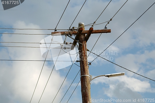 Image of Electric lines on mast