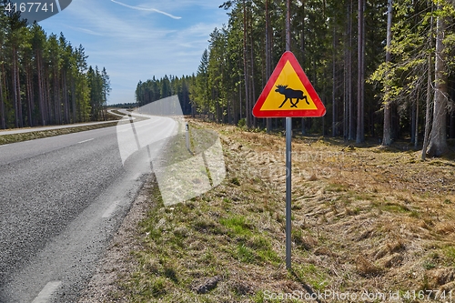 Image of Moose roadsign in Sweden