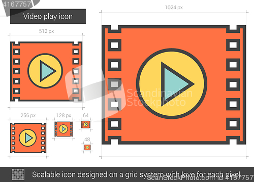 Image of Video play line icon.