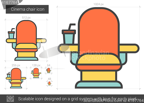 Image of Cinema chair line icon.