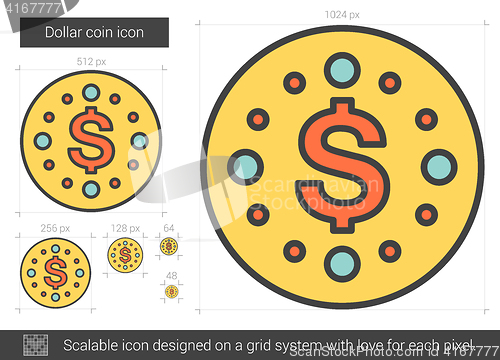 Image of Dollar coin line icon.