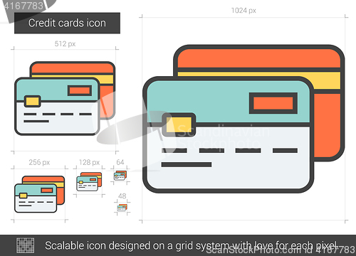 Image of Credit cards line icon.