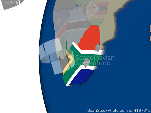 Image of South Africa with national flag