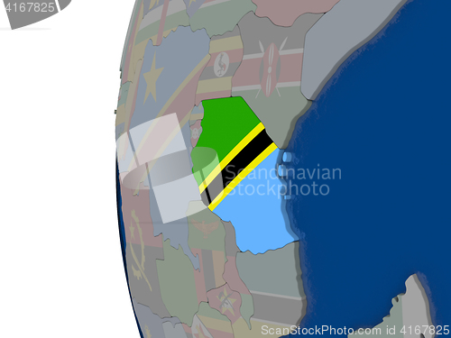 Image of Tanzania with national flag