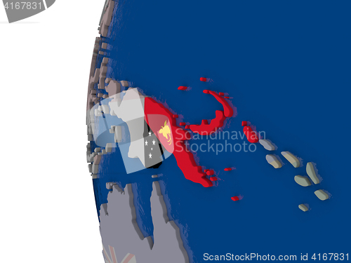 Image of Papua New Guinea with national flag