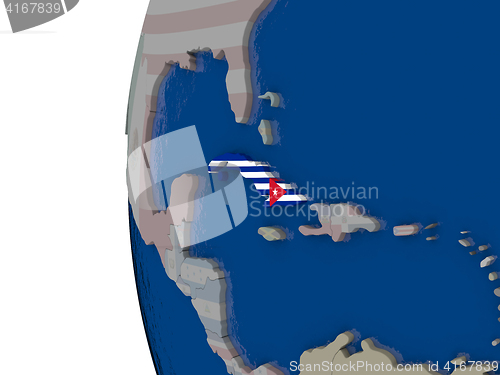 Image of Cuba with national flag