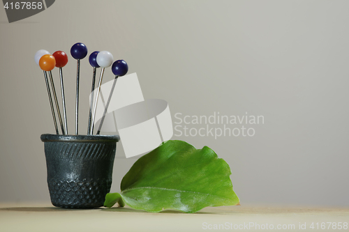 Image of  Thimble and pins bouquet of flowers