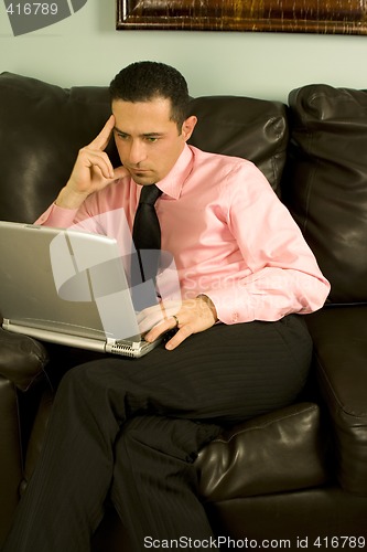 Image of Businessman Working on the Couch