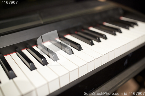 Image of close up of grand piano keyboard