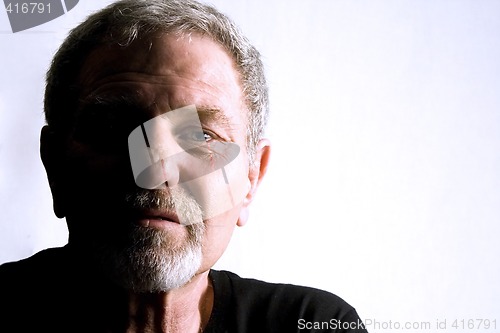 Image of Close up on the face of a baby boomer - Isolated