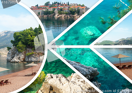 Image of The collage of Sveti Stefan island in Montenegro