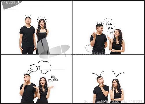 Image of The Collage from images of Korean couple isolated on white