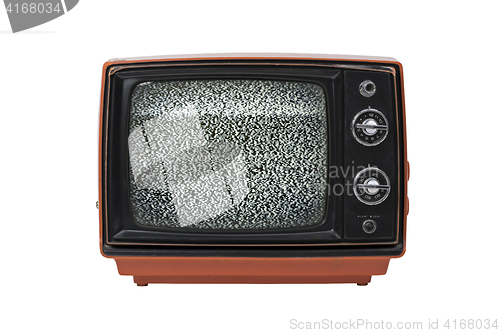 Image of Vintage TV with static isolated