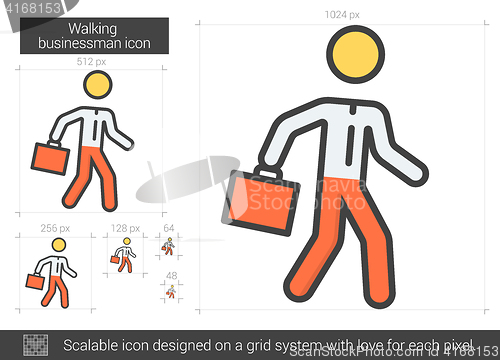 Image of Walking businessman line icon.