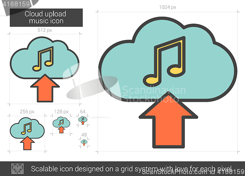 Image of Cloud upload music line icon.