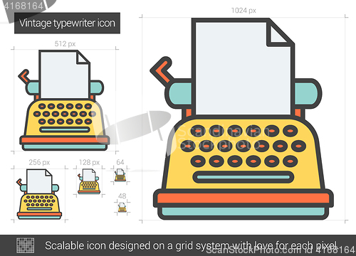 Image of Vintage typewriter line icon.