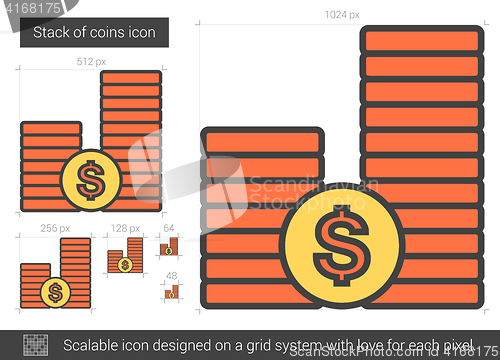 Image of Stack of coins line icon.